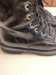 Thereabouts Boots Kids Size 13 Black Combat Ankle Lace Up Zip Patent Fall