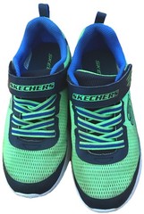 Skechers Athletic Blue/Lime Green Adjustable Strap Slip On Sneakers Kids Size 2