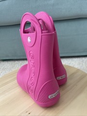 Crocs Candy Pink Handle It Rain Boot Kids Size c13 12803 Waterproof Lightweight