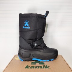 Size 6 Big Kids – Kamik Rocket WATERPROOF – Black / Blue – MADE IN USA