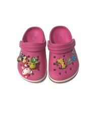 Crocs Kids Classic Clogs Size 6/7 Toddler Pink Slip On Shoes With Charms Jibbitz