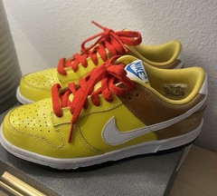 Nike Dunk Low GS 4Y Bright Yellow Brown Patent Leather Sneakers