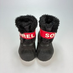 Sorel Snow Commander Black Red Waterproof Thermal Rubber Winter Boots Kids Sz 4