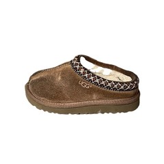 UGG Kids Tasman Slippers Size 9 Chestnut Suede Shearling Lined Unisex Slip On