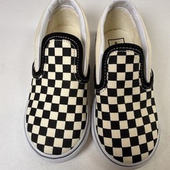 VANS Little Kids Checkerboard Canvas Slip Ons Size 9 B&W NWOB