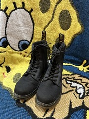 Dr. Martens Doc Combs J Combat Lace Up Boots Canvas Zip Black Youth Kids Size 3