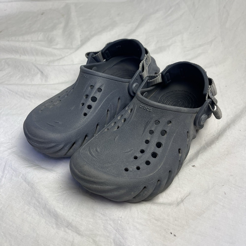 CROCS Echo Clogs Black Sandals Size J3 Juniors 3 Slip On Shoes Heel Strap Croc