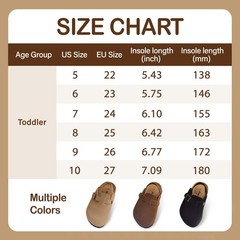 Toddler Kids Suede Nonslip Clogs Adjustable Buckle Cork Footbed Back Strap Shoes