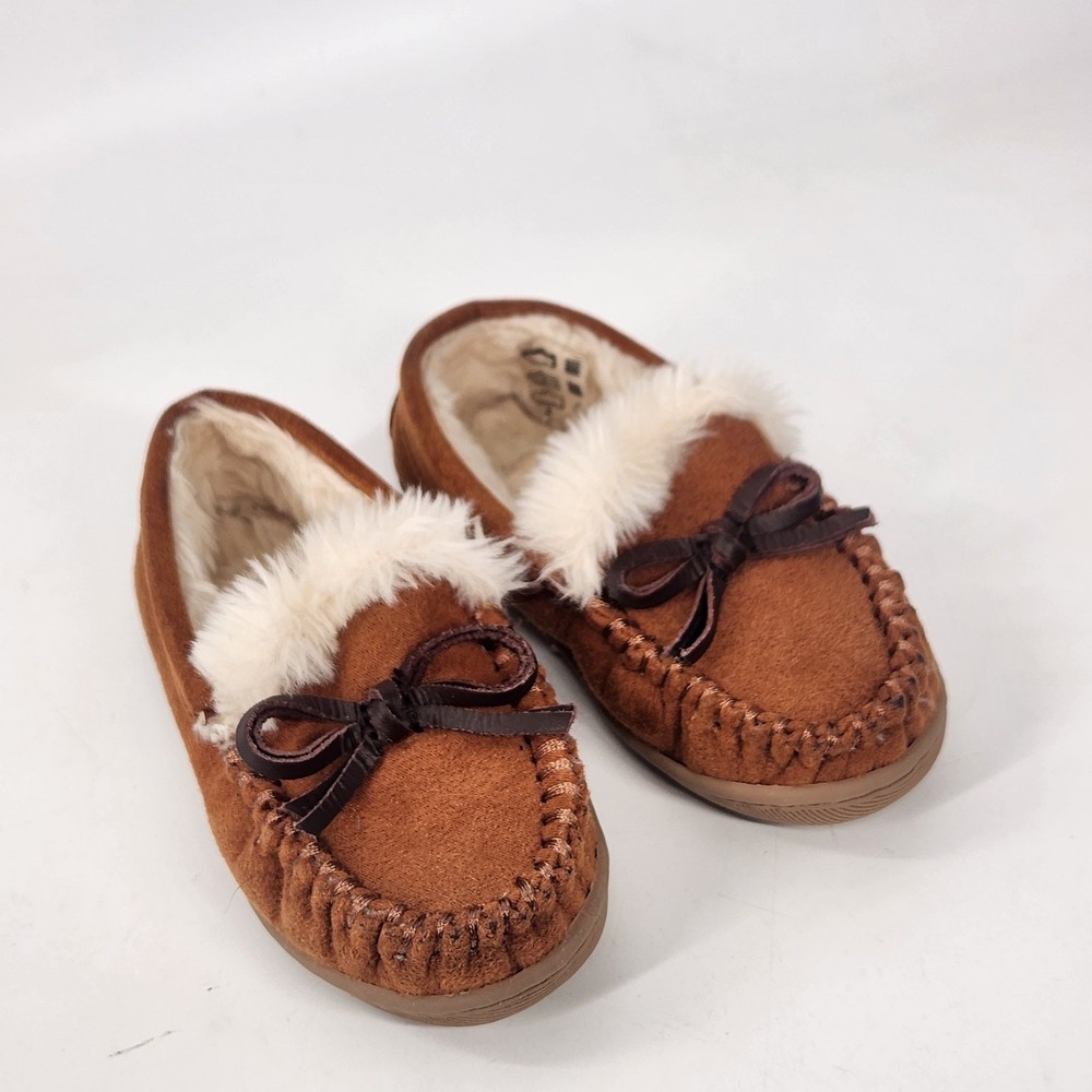 J.Crew Crewcuts Suede Faux Shearling Moccasins Slip On Loafers Toddler 5 Brown