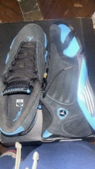 Jordan Air Jordan 14 Retro Black/White/Blue mens Sneaker 5Y MPN 487471 007