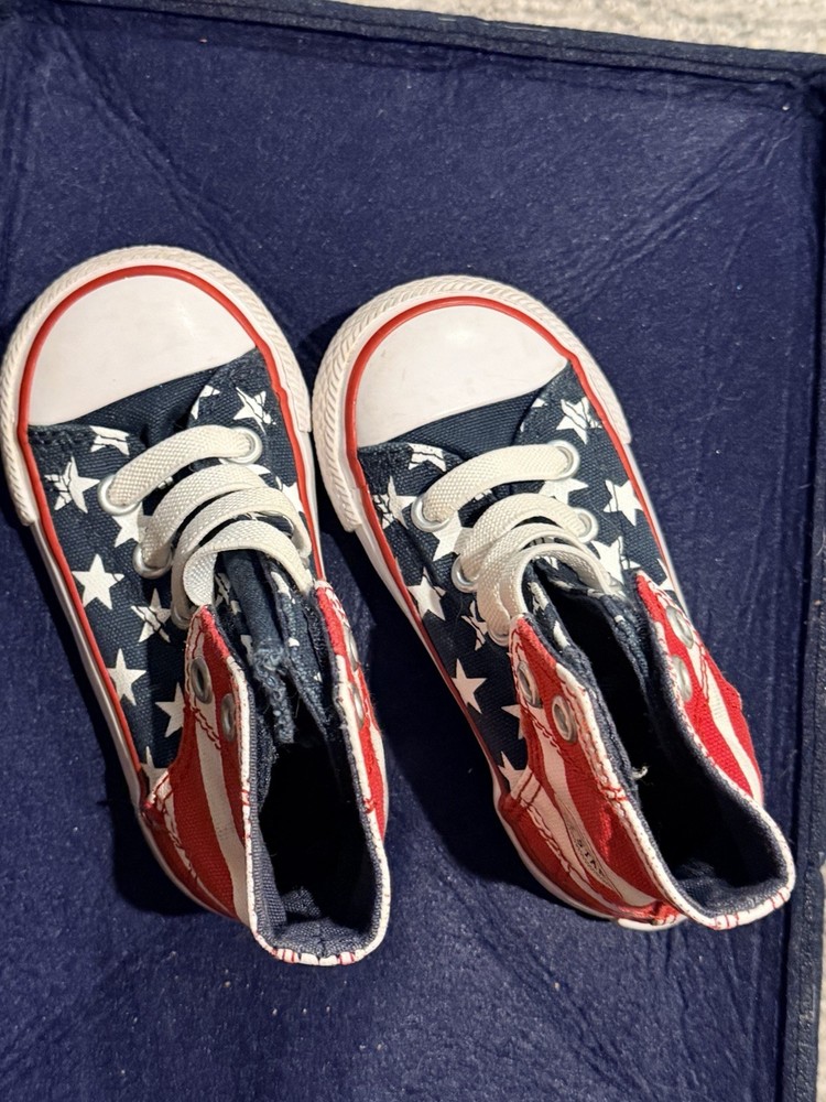 Converse All Star Patriotic High Top Canvas Sneakers Unisex Kids Size 6