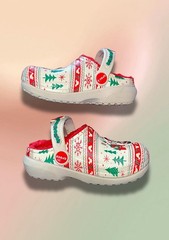 Crocs Kids Disney Mickey Mouse Christmas Lined Clogs Slip-On White/Red/Green 9