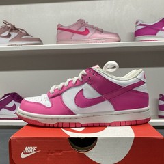 Nike Dunk Low (GS) White Pink Laser Fuchsia Sneaker Shoes FB9109-102 Size 5Y