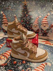 Kids Jordan Retro High OG Praline With Satin Ribbon Laces. Size 10c. EUC