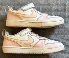 Nike Court Borough Pink White Hook Loop Casual Shoes DV5457-105 Kids Size 2.5Y