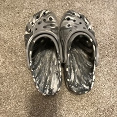 Crocs Classic Unisex Kids Marbled Clog Sandals Gray/Black Slip-On US 6