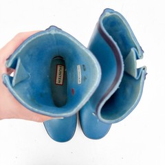 Hunter Kids Blue Rubber Rain Boots Orange Buckle Waterproof Size 10