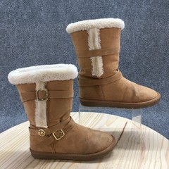 Michael Kors Boots Youth 4 Shyla Shearling Tan Fabric Pull On Casual Mid-Calf