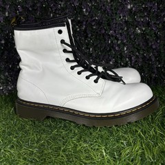 Dr. Martens Junior 1460 Youth Kids Size 6 White Romario Leather Lace Up Boots