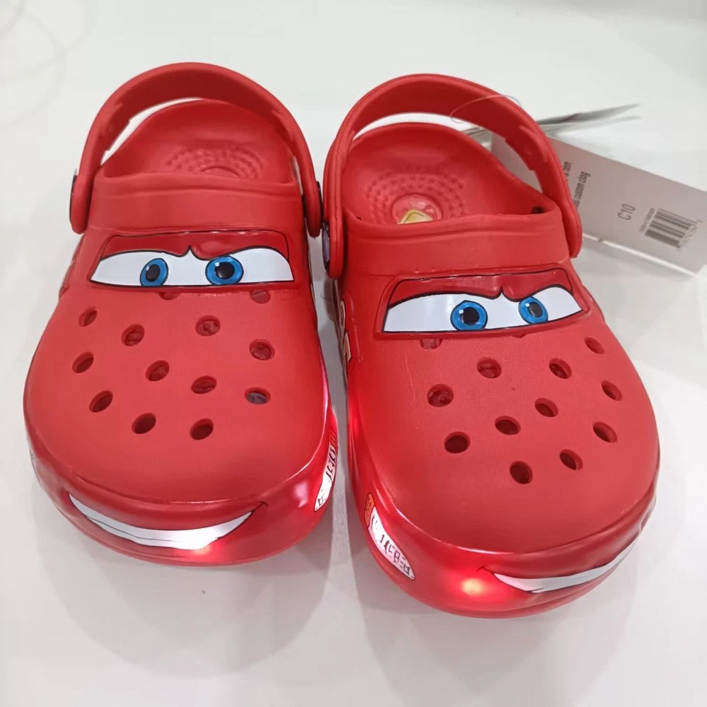 NEW Kid’s LIGHT-UP Lightning McQueen NWT Kid Shoe Clog Disney M Sizes