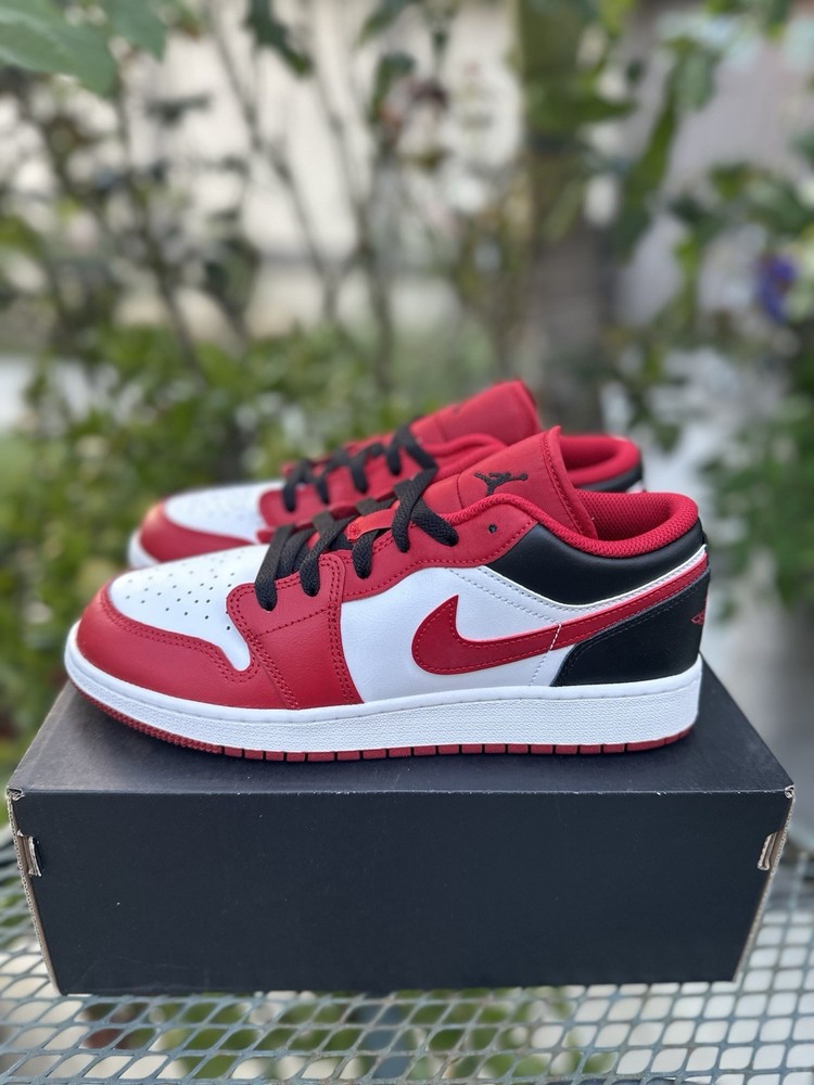 Nike Air Jordan 1 Low Reverse Black Toe Chicago Bulls Red Sneakers 553560-163 GS