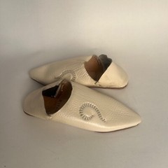 Kids babouche Leather slippers moroccan Traditional Leather Beige Size 30