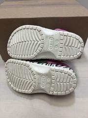 Little Kids Crocs Zebra Striped White / Pink Glitter Classic Clogs Size C 11