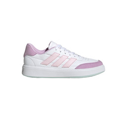 adidas Courtblock Lace Up Youth Girls Pink, White Sneakers Casual Shoes JH8566