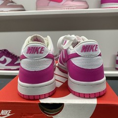 Nike Dunk Low (GS) White Pink Laser Fuchsia Sneaker Shoes FB9109-102 Size 5Y