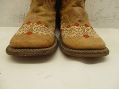 Quincy Boots Kids Brown Leather Embroidered Cowboy Boots Size 26 MEX