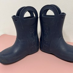 Crocs Handle It Size J1 Rain Boots Youth Waterproof Rubber Shoes Navy Blue
