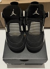 Jordan Air Jordan 4 Retro (PS) Kids Leather Lace-Up Black/White 12C