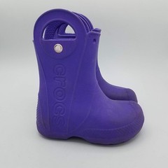 Crocs Handle It Rain Boots Kids C9 Purple Violet Lightweight Handle 12803