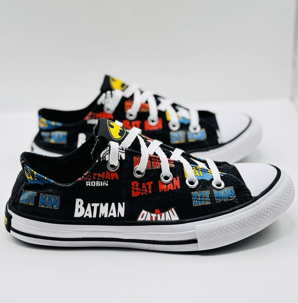Converse Youth Kids SZ 2 Warner Bros DC Comics Batman Tennis Shoes 367321F