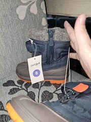 Cat & Jack Thermolite Insulated Water Resistant Snow Boots Navy/Gray/Orange 8
