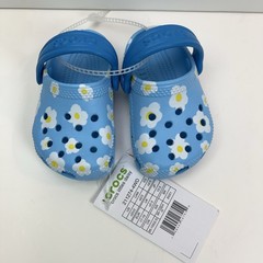 CROCS Kids Classic Littles Daisy Clogs Size C2/3 Blue Floral Slip On Sandals NEW