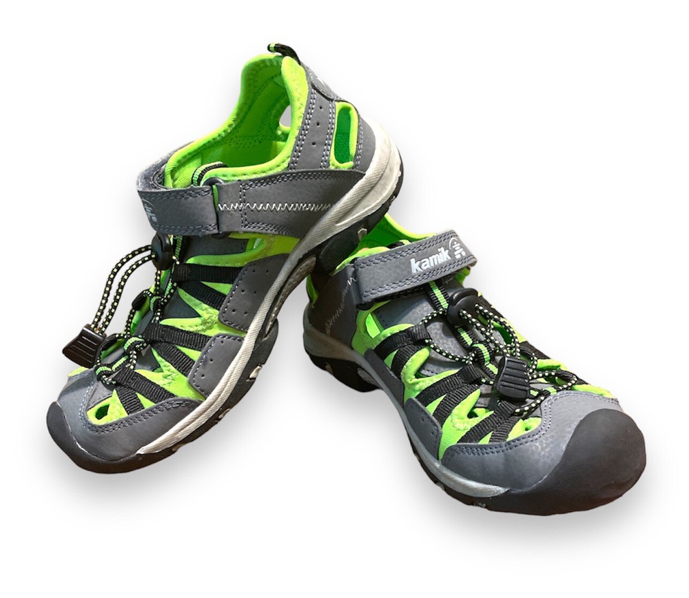Kamik Wildcat Kids Youth Charcoal / Lime Outdoor Camping Hiking Sandals Size 2 Y