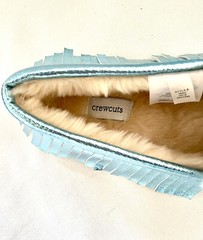 J Crew Crewcuts Kids Mocassin Slippers Aqua Blue Faux Fur Lining sz K 5