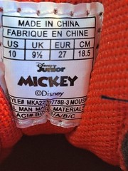 Disney Mickey Mouse Kids Sneaker Black Red US Size 10 Hook & Loop Lightweight