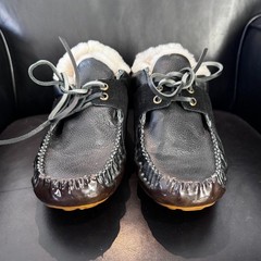 Australia Luxe Collective Kids‘ Black Leather Shearling Moccasins, New, Kids 5