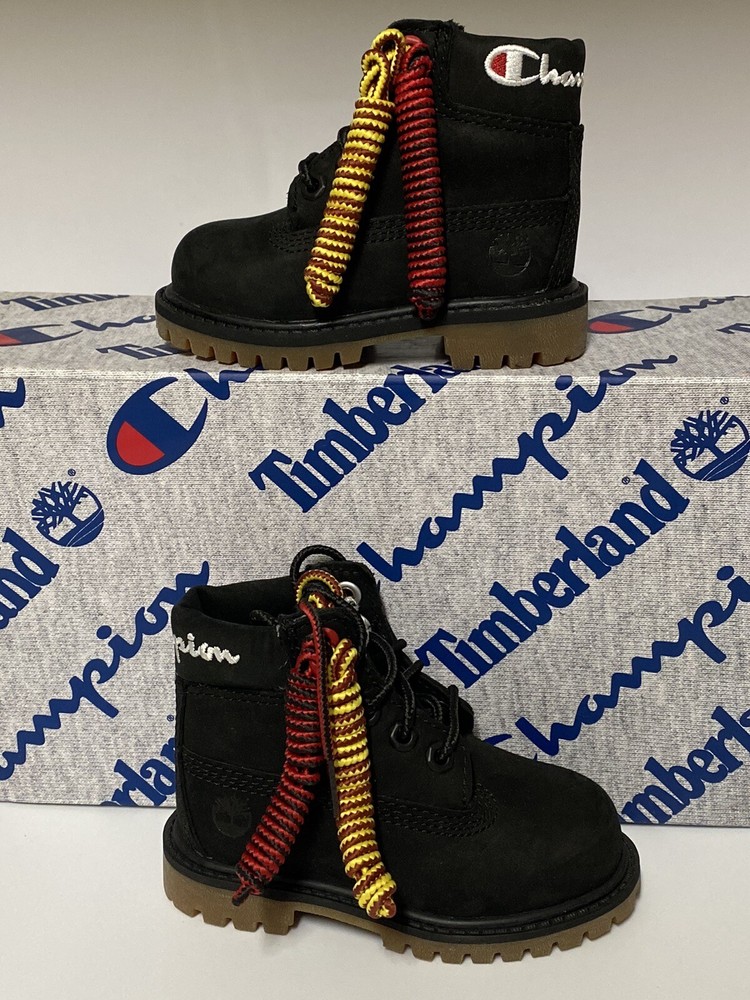 Champion Timberland Premium 6in Waterproof Boot Black Nubuck, 3 Pairs Laces New