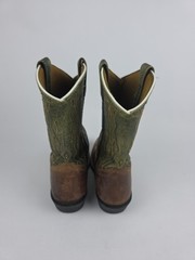 ​DAN POST Youth Sz 4 D Teddy Cowboy Boots DPC3946 Square Toe Brown Green Leather