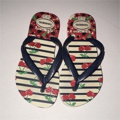 Havaianas Kids Cherry Print Striped Flip Flops Sandals US 9C EU 25/26