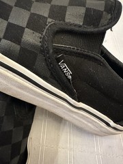 VANS Asher Checkerboard Check Canvas Slip On Shoes Pewter Black M 6 W 7.5