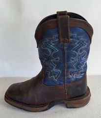 Durango Kids Lil Rebel Blue Brown Square Toe Western Cowboy Boots Sz 13M DWBT052