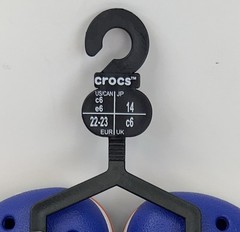 CROCS Kids Crocband Clogs Blue Orange Striped Midsole SlipOn Sandals Size C6 NEW