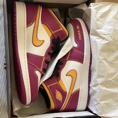 Jordan Air Jordan 1 Mid DOD GS Purple Yellow White Leather Sneaker 6.5Y