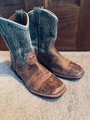 Children Size 3D Dan Post Cowboy Boots 3 Kids Youth Brown Green Leather square