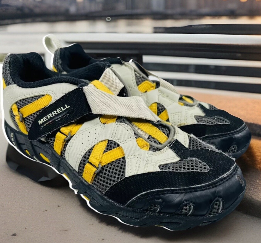 🔥 Merrell • Waterpro Z-Rap Kids Dark Gray/Yellow Shoes • Kids Junior Size 2