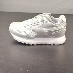 Reebok Classic Leather Unisex Kids Silver/White Low Top Zip Sneaker US 6